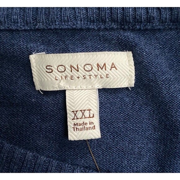 SONOMA Nautical Navy White striped Cotton Lightweight Sweater Size XXL 2XL nwt - Picture 7 of 9